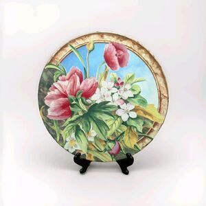 French Porcelain 11.75" Charger Plaque Cake Plate VOLUPTE Flowers * GIEN France